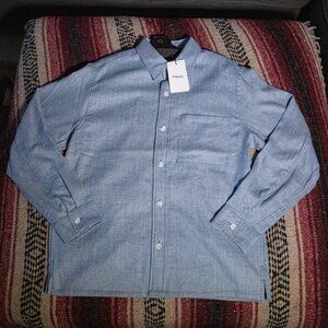 NEW Mens Theory Clyfford Button Up Shirt, Cerulean Blue Base Linen, Reg $245 NWT